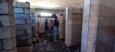 Bauarbeiten an den Sanitäranlagen in der Khodarania-Schule