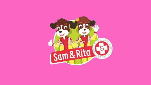 Rettungshunde Sam & Rita auf pinken Hintergrund
