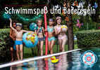 Baderegeln Folder mit Kindern im Schwimmbad auf Cover