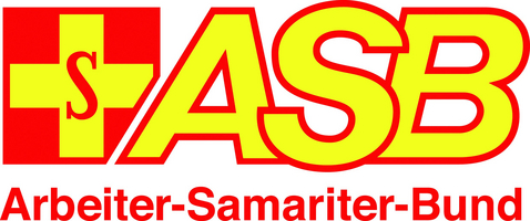Logo des Arbeiter-Samariter-Bunds mit rotem Kreuz und gelben Buchstaben.