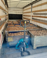 Innenaufnahme LKW mit Kisten voller Erdäpfel
