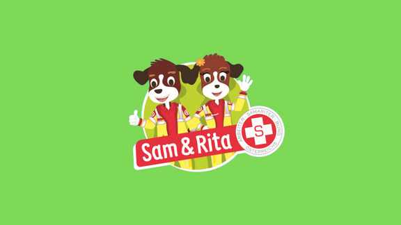 Rettungshunde Sam & Rita auf grünen Hintergrund