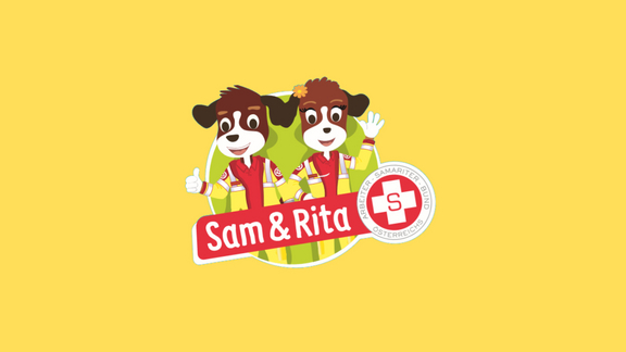 Rettungshunde Sam & Rita auf gelbem Hintergrund