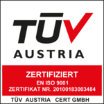 TÜV Austria zertifiziert - EN ISO 9001, Zerfikat Nr. 20100183003484